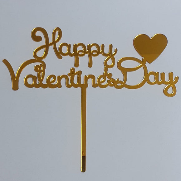 Happy Valentijn Cake Topper Goud