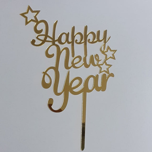 Happy New Year Cake Topper Goud