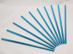 Metallic Blauw Rietjes (10st)