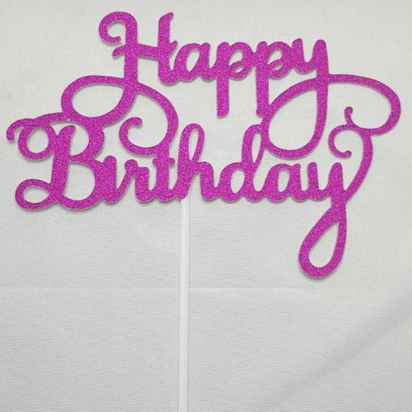 Happy Birthday Cake Topper Papier Roze