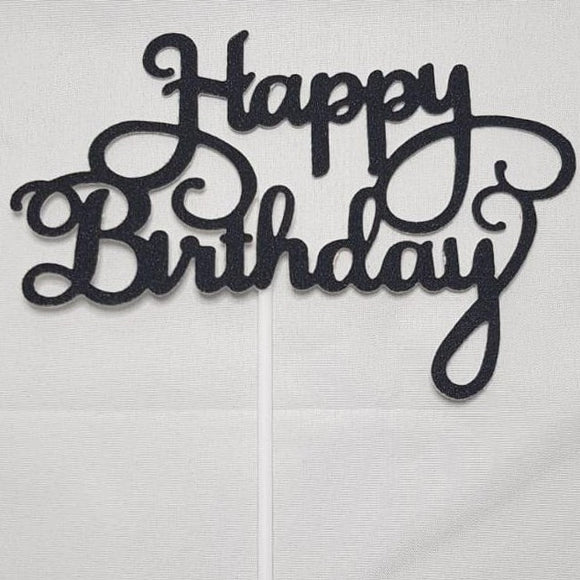 Happy Birthday Cake Topper Papier Zwart